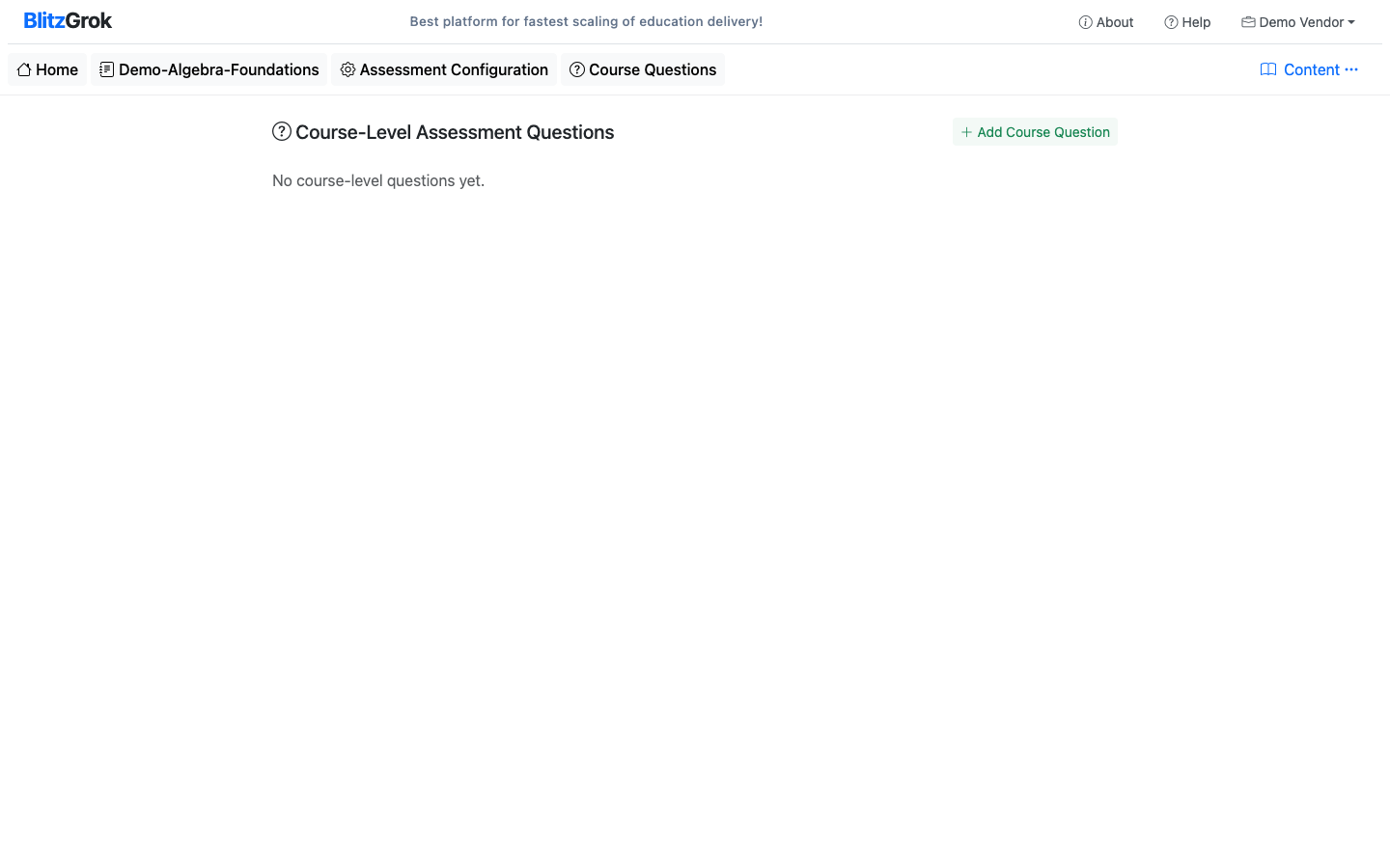 Course questions list